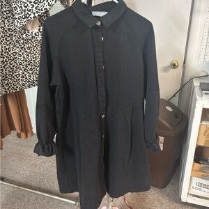 Black Long Sleeve Denim Dress